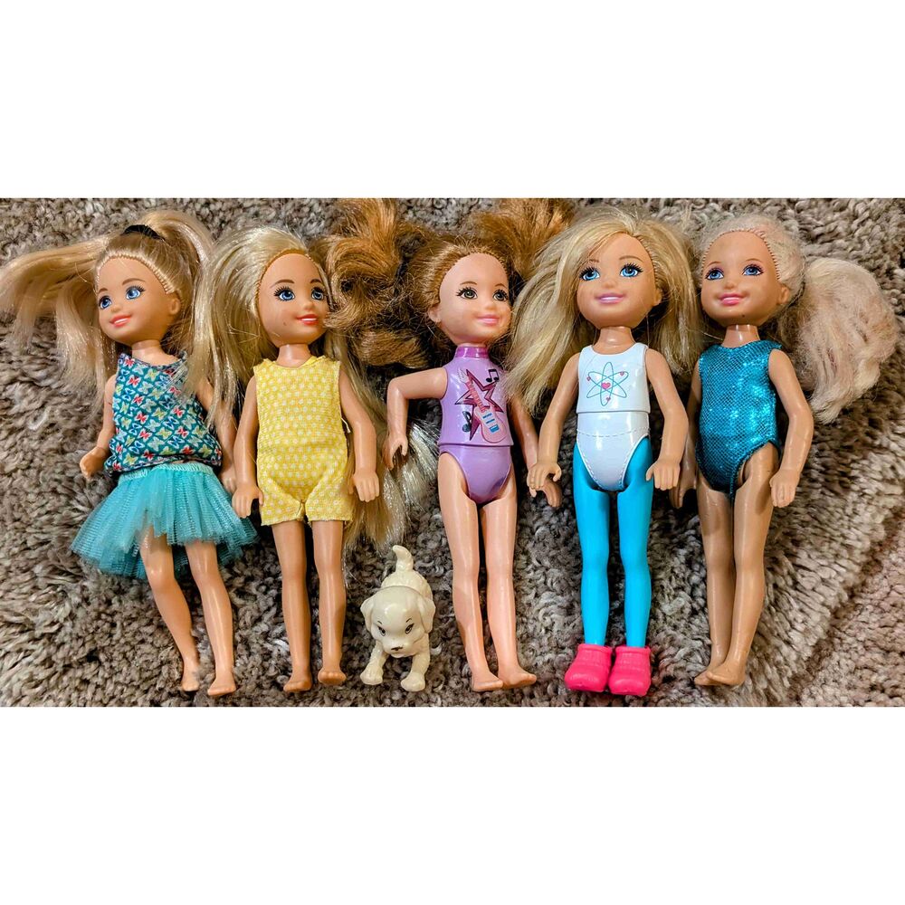 Vintage Barbie Chelsea Doll Lot Fashion Various Outfits 5 Dolls and a dog